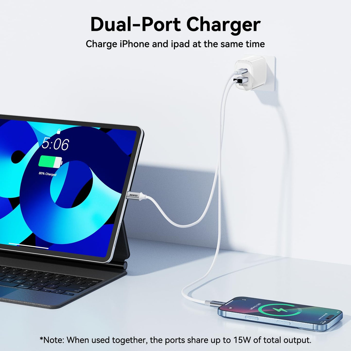 BENFEI 33W GaN USB C Fast Charger, 2-Port Two-Tone Compact Wall Charger(US plug)