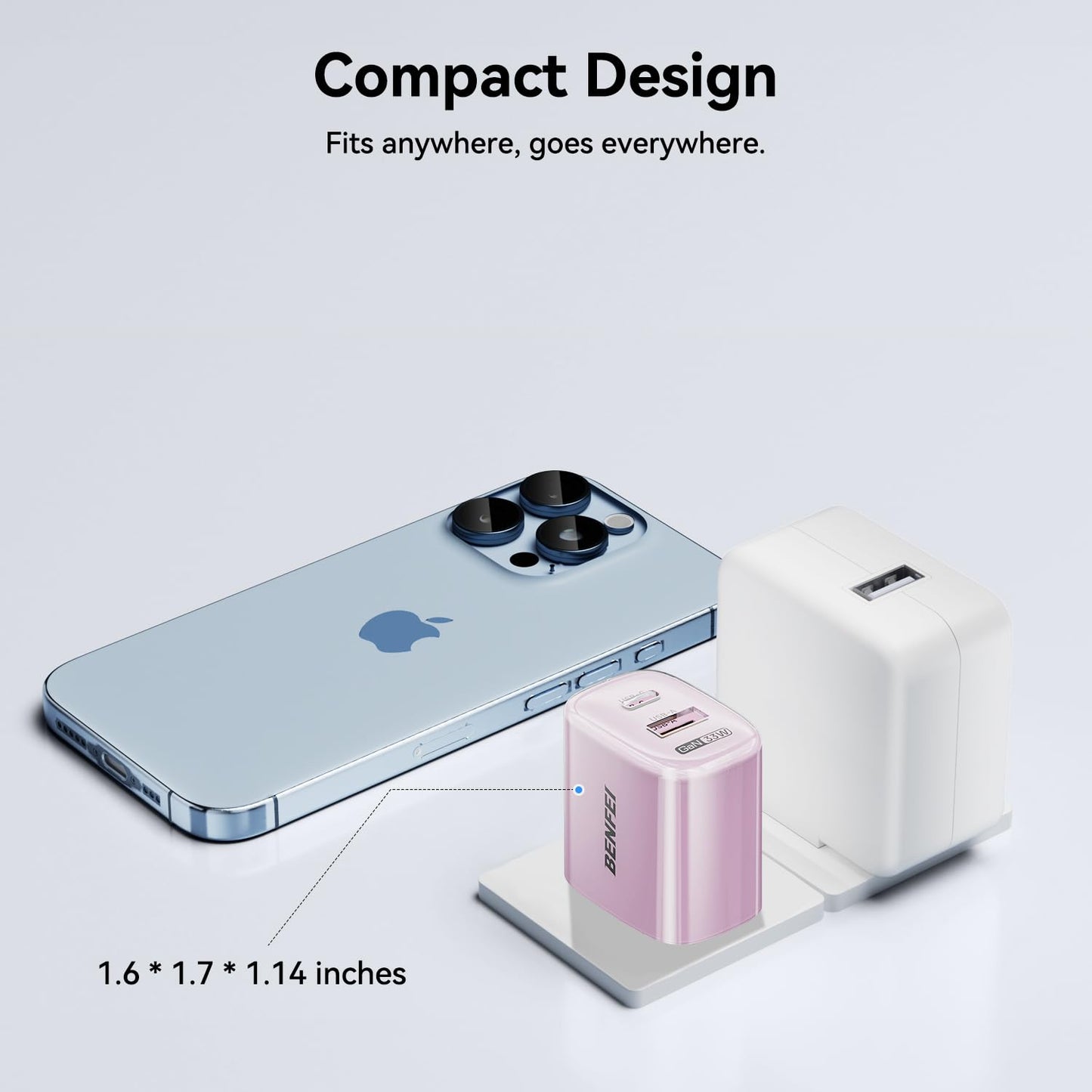 BENFEI 33W GaN USB C Fast Charger, 2-Port Two-Tone Compact Wall Charger(US plug)