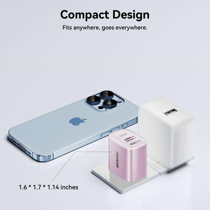 BENFEI 33W GaN USB C Fast Charger, 2-Port Two-Tone Compact Wall Charger(US plug)