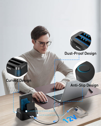 BENFEI Hard Drive Docking Station with UASP Offline Clone Function, USB C Dual Bay Dock for 2.5/3.5" HDD SSD, Up to 5Gbps | Tool Free Installation
