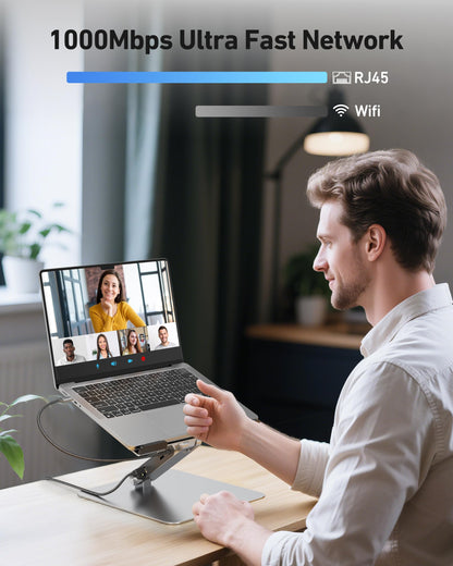 BENFEI Laptop Stand with USB C 6in1 Docking Station, HDMI 4K@60Hz,Gigabit Ethernet, 100W Power Delivery, 10Gbps 1*USB C 3.2 and 2*USB A 3.2 Compatible with MacBook Pro/Air, iPad Pro, XPS, Thinkpad