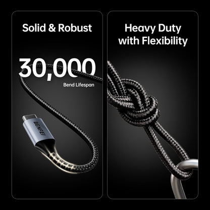BENFEI USB C to USB C Monitor Cable(4K@120Hz), 100W PD Fast Charge, 10Gbps Data Transfer, 3ft Tangle-Free Silicone USB-C Cable [Aluminum Shell, Woven Design]