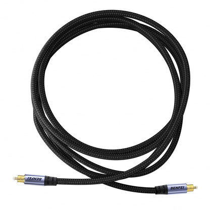 BENFEI Toslink Optical Audio Cable 6.6 feet / 2 M, S/PDIF Fiber Optic Cord [Braided, Gold-Plated Connectors, CL3 Rated] for Soundbar/TV/PS5/PS4/Sonos, Xbox Series X/S, Home Theater