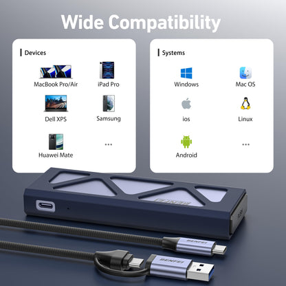 BENFEI M.2 NVME SSD Enclosure, Tool-Free USB C (10Gbps) to NVME Adapter Supports 10s Power Loss Protection, Compatible with NVME M and B&M Keys with Size 2230/2242/2260/2280 SSDs