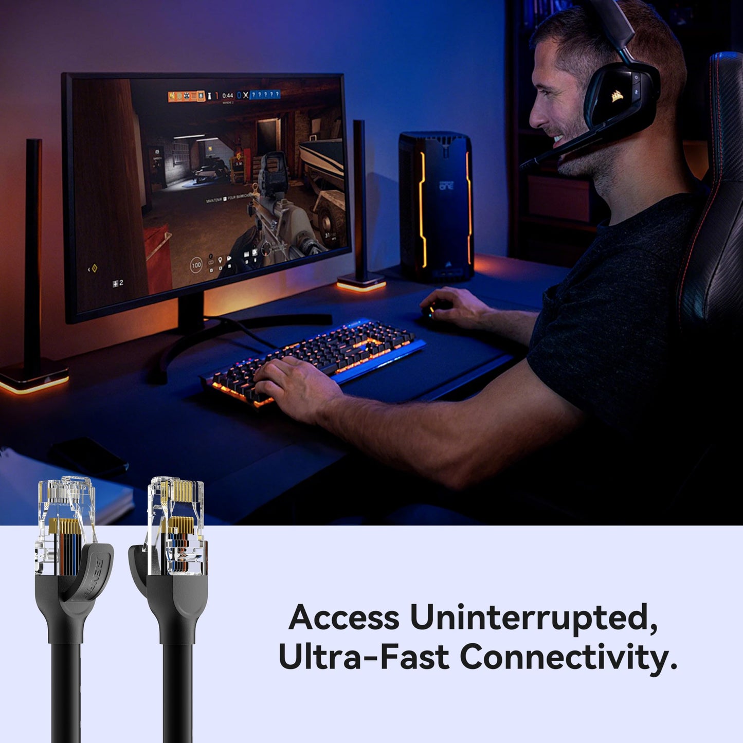 BENFEI Cat 6 Ethernet Cable 30ft, 250MHz 10Gbps Network Cable, RJ45 LAN Cable for 10/100/1000/10000 Mbps Network, Compatible with Router, Modem, Gaming Console, Streaming Devices, Laptop, PC