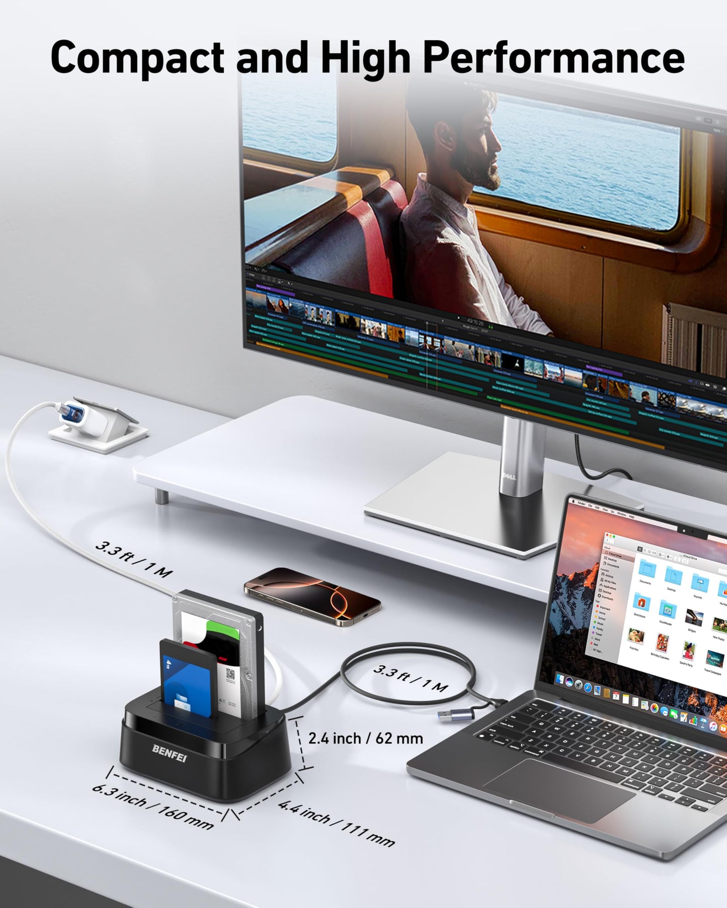 BENFEI Hard Drive Docking Station with UASP Offline Clone Function, USB C Dual Bay Dock for 2.5/3.5" HDD SSD, Up to 5Gbps | Tool Free Installation