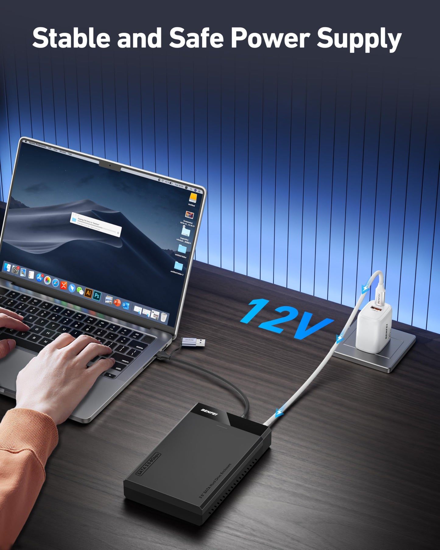 BENFEI 3.5/2.5 Inch SATA HDD/SSD Enclosure, Tool-Free Design, Supports 20TB HDD & UASP