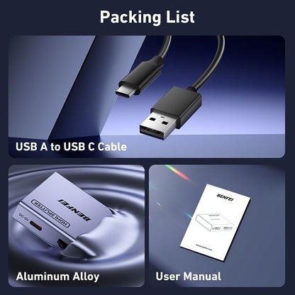 BENFEI HDMI Splitter 1 in 2 Out 4K@60Hz, 1x2 HDMI 2.0 Splitter with HDR, HDCP 2.2, 18Gbps [USB-C Powered, Aluminum Case], Mirror Only for PS5 Xbox Fire Stick